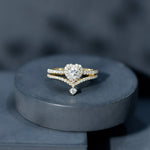 1.50 CT Certified Moissanite Heart Wedding Ring Set in Gold