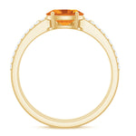 Oval Citrine East West Wedding Ring Set with Moissanite