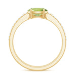 Oval Peridot East West Wedding Ring Set with Diamond