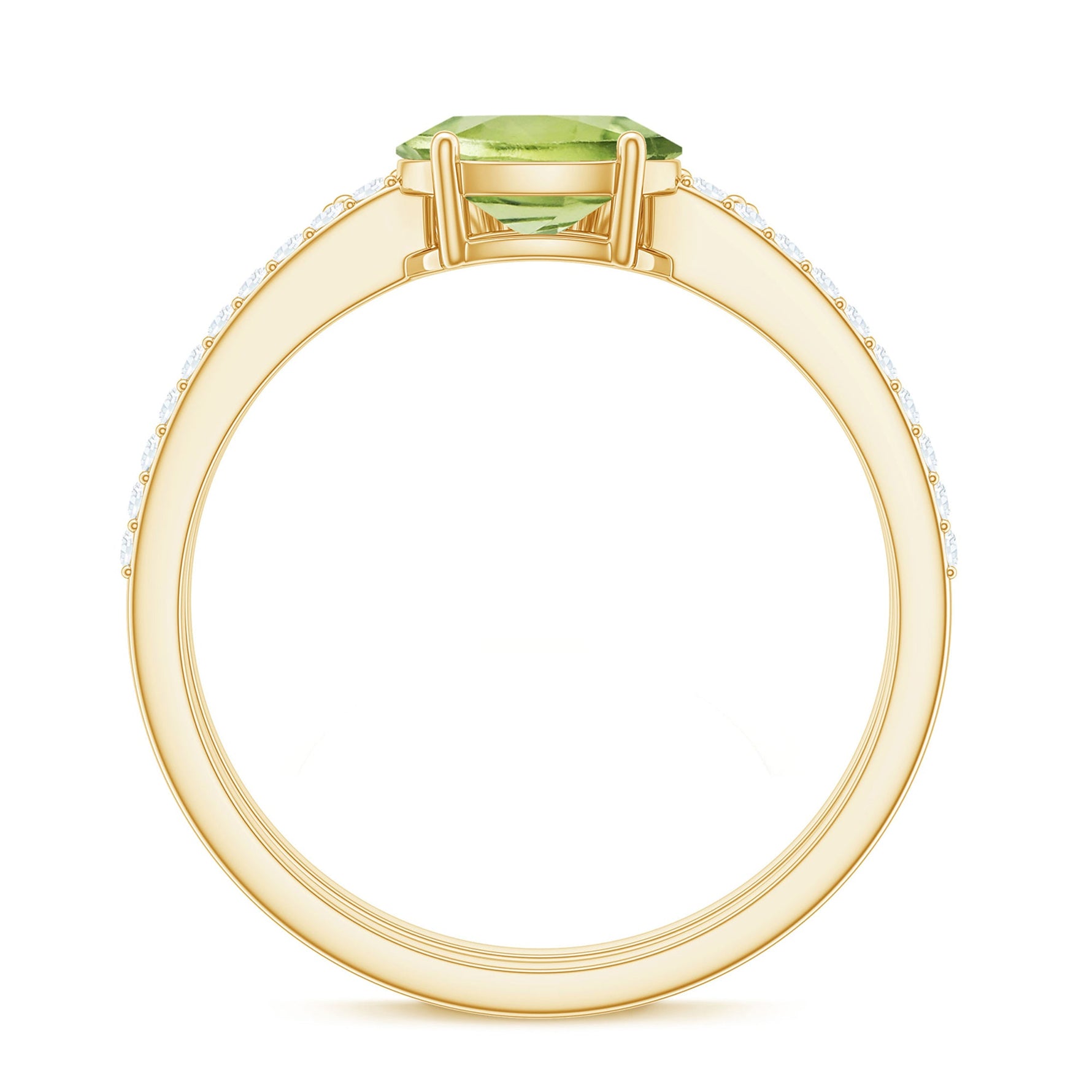 Oval Peridot East West Wedding Ring Set with Diamond
