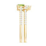 Oval Peridot East West Wedding Ring Set with Diamond