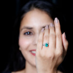 2 CT Oval Emerald and Diamond Wedding Ring Set