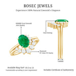 2 CT Oval Emerald and Diamond Wedding Ring Set