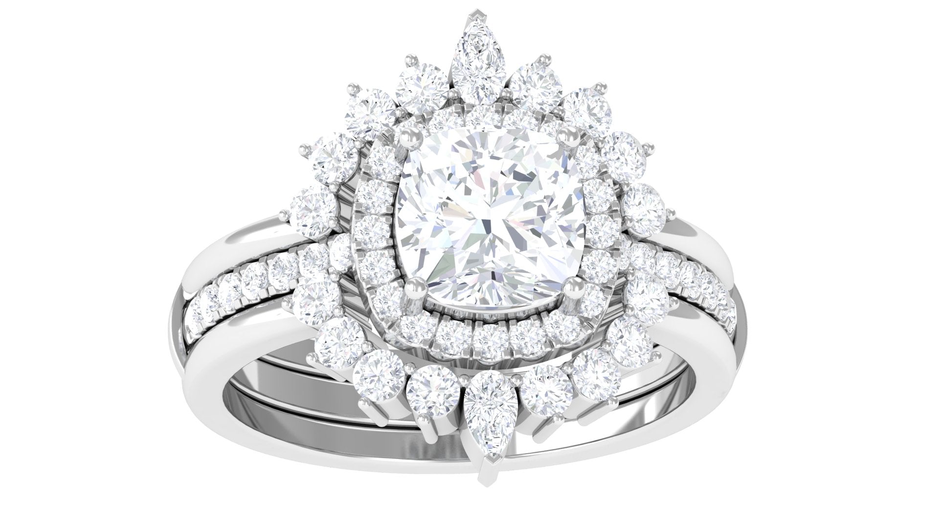 3.75 CT Cushion Zircon Vintage Inspired Wedding Ring Set