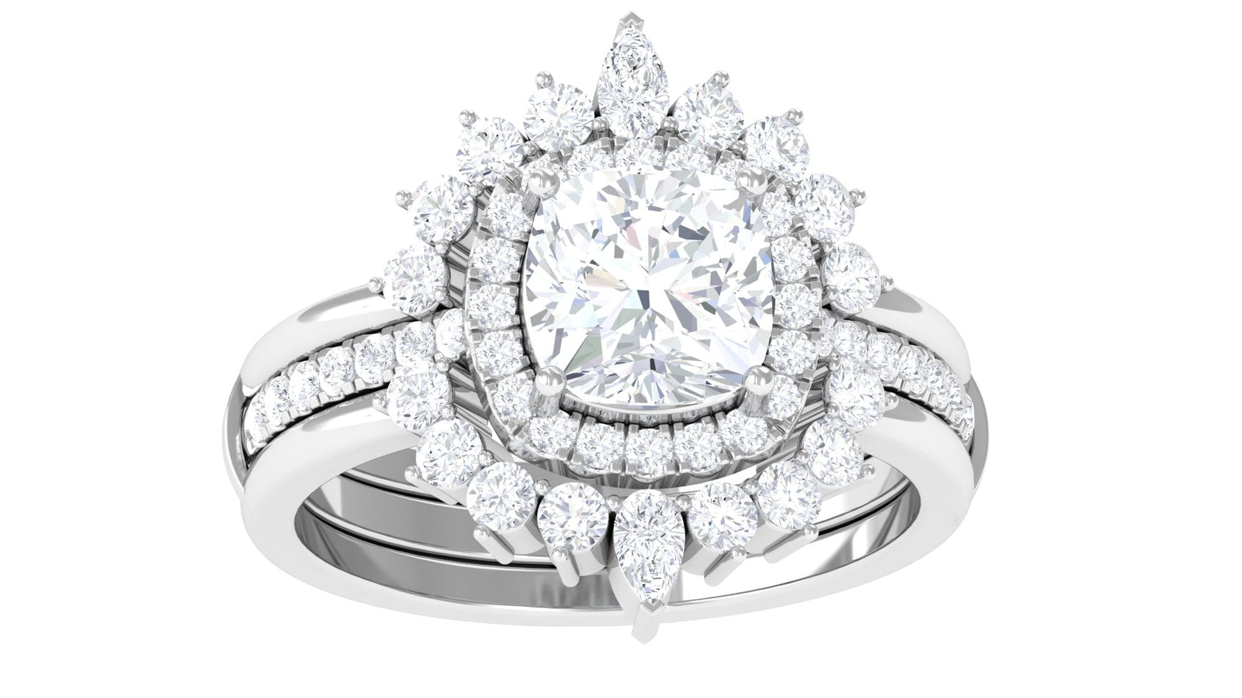 3.75 CT Cushion Zircon Vintage Inspired Wedding Ring Set