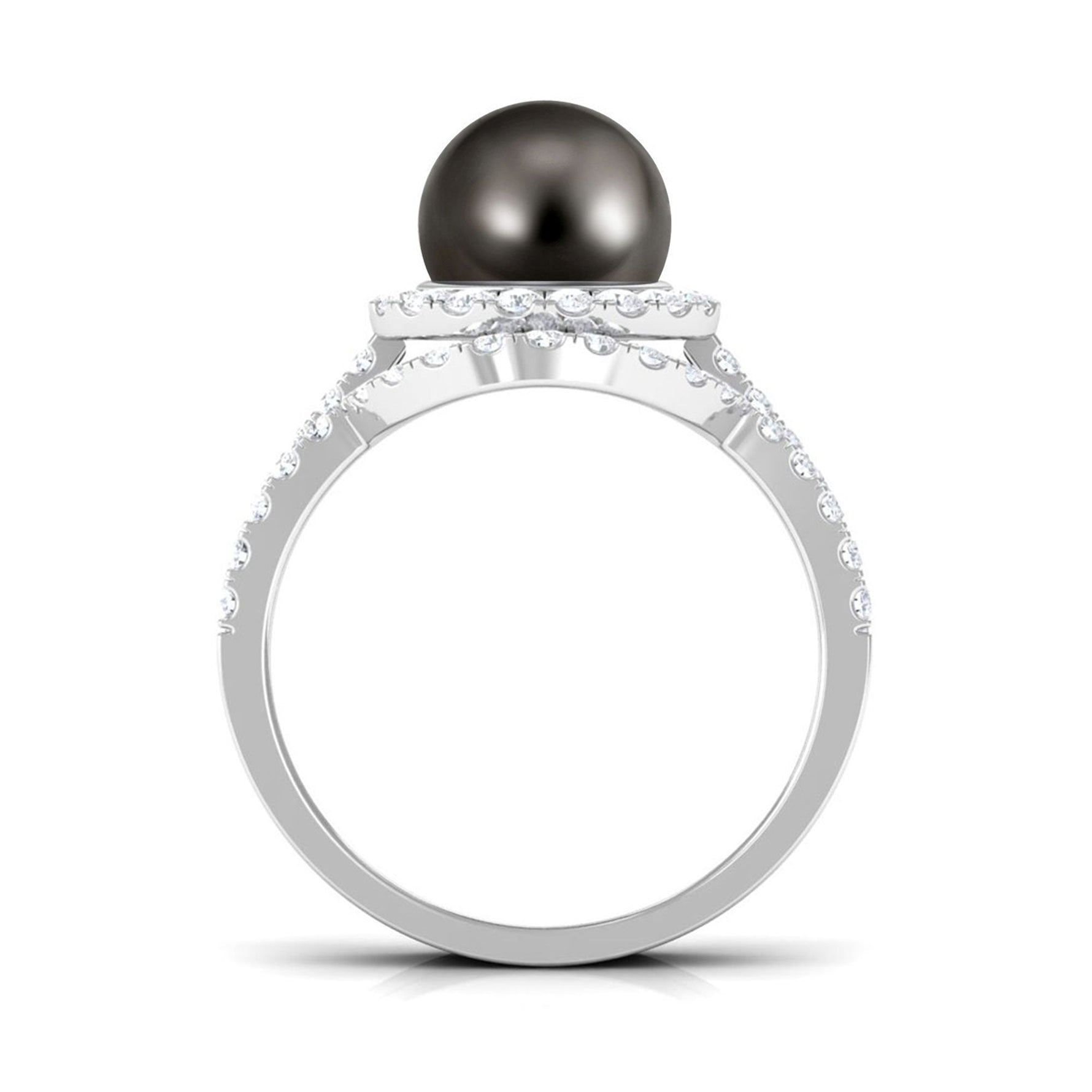 9 CT Tahitian Pearl and Diamond Halo Wedding Ring Set