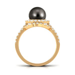 9 CT Tahitian Pearl and Diamond Halo Wedding Ring Set