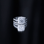 Zirconia 8 MM Round Halo Engagement Ring with Enhancer in Silver