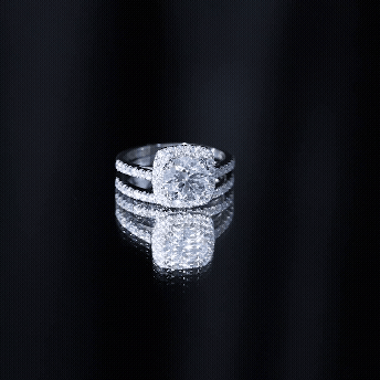 Zirconia 8 MM Round Halo Engagement Ring with Enhancer in Silver