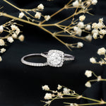 Zirconia 8 MM Round Halo Engagement Ring with Enhancer in Silver