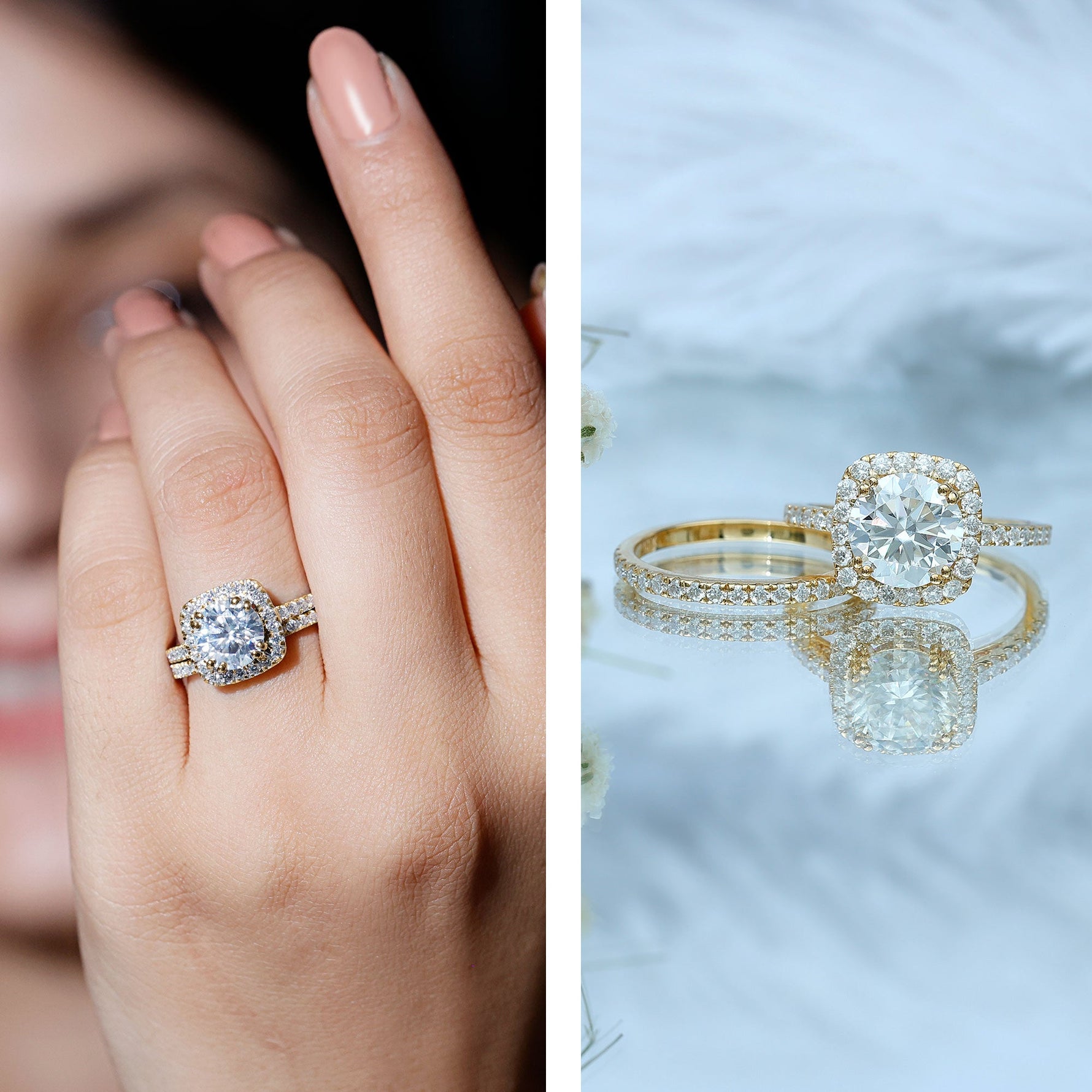 3 CT Round Cubic Zirconia Wedding Ring Set For Bride