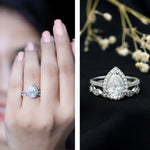 Designer Zircon Teardrop Wedding Ring with Enhancer Band