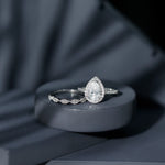 Designer Zircon Teardrop Wedding Ring with Enhancer Band