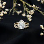 Designer Zircon Teardrop Wedding Ring with Enhancer Band