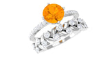 1.75 CT Fire Opal Classic Wedding Ring Set in Gold with Moissanite