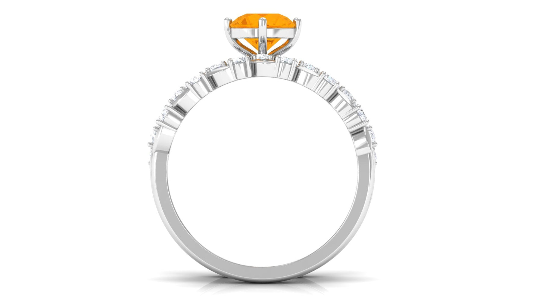 1.75 CT Fire Opal Classic Wedding Ring Set in Gold with Moissanite