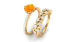 1.75 CT Fire Opal Classic Wedding Ring Set in Gold with Moissanite