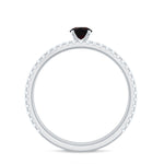 1.25 CT Minimal Wedding Ring Set with Black Opal and Diamond