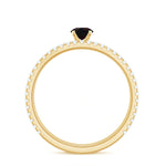 1.25 CT Minimal Wedding Ring Set with Black Opal and Diamond