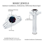 Black Opal Designer Trio Wedding Ring Set with Diamond