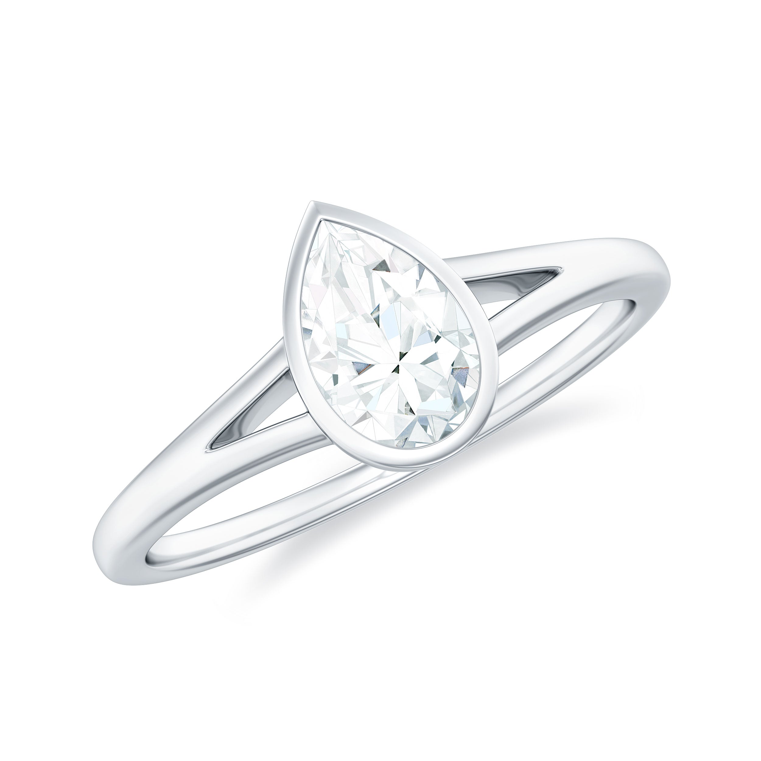 Pear Cut Lab Grown Diamond Solitaire Ring in Split Shank
