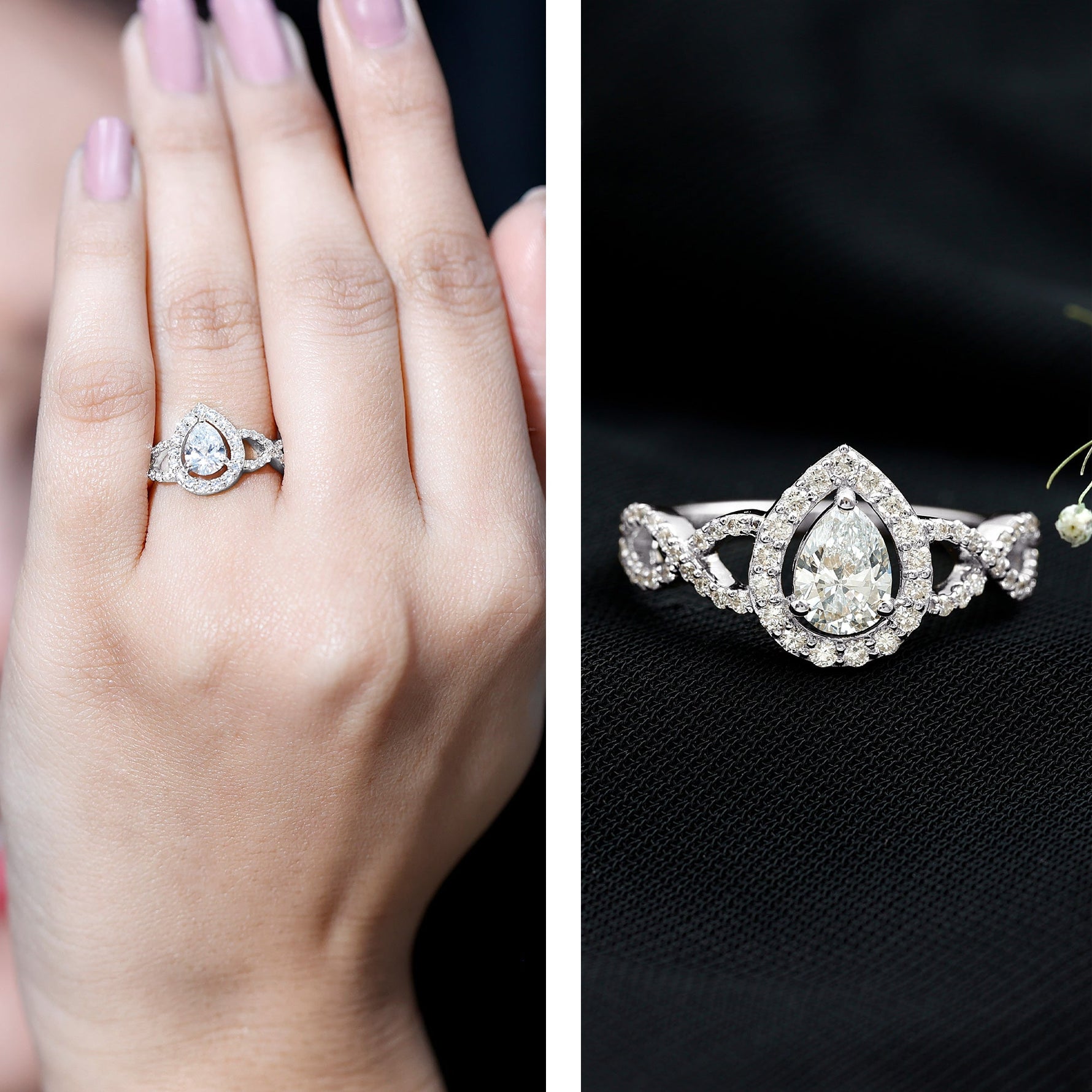 Pear Shape Lab Grown Diamond Teardrop Engagement Ring