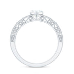 Vintage Inspired Heart Shape Lab Grown Diamond Solitaire Filigree Ring