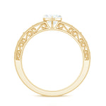 Vintage Inspired Heart Shape Lab Grown Diamond Solitaire Filigree Ring
