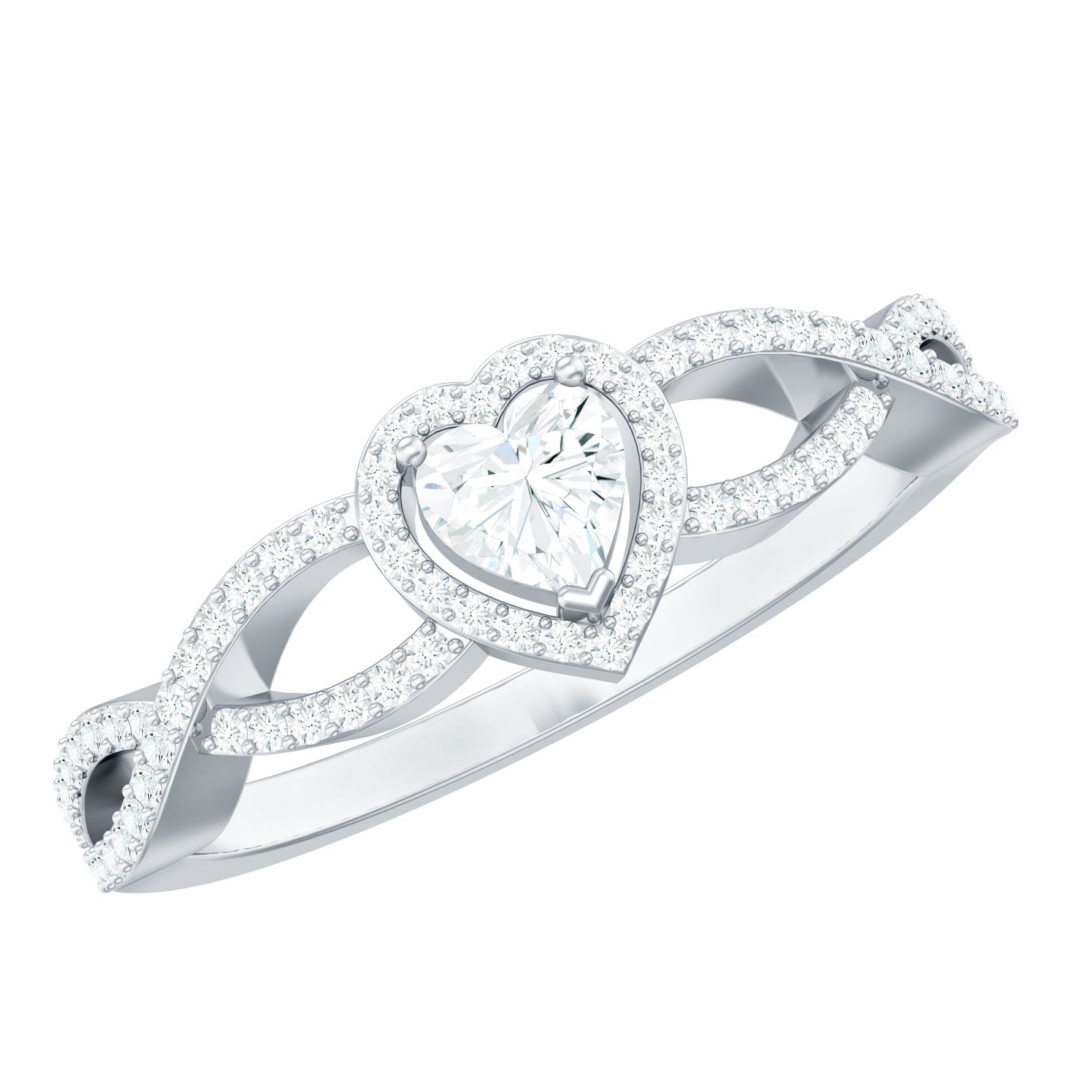 Heart Shape Lab Grown Diamond Criss Cross Engagement Ring