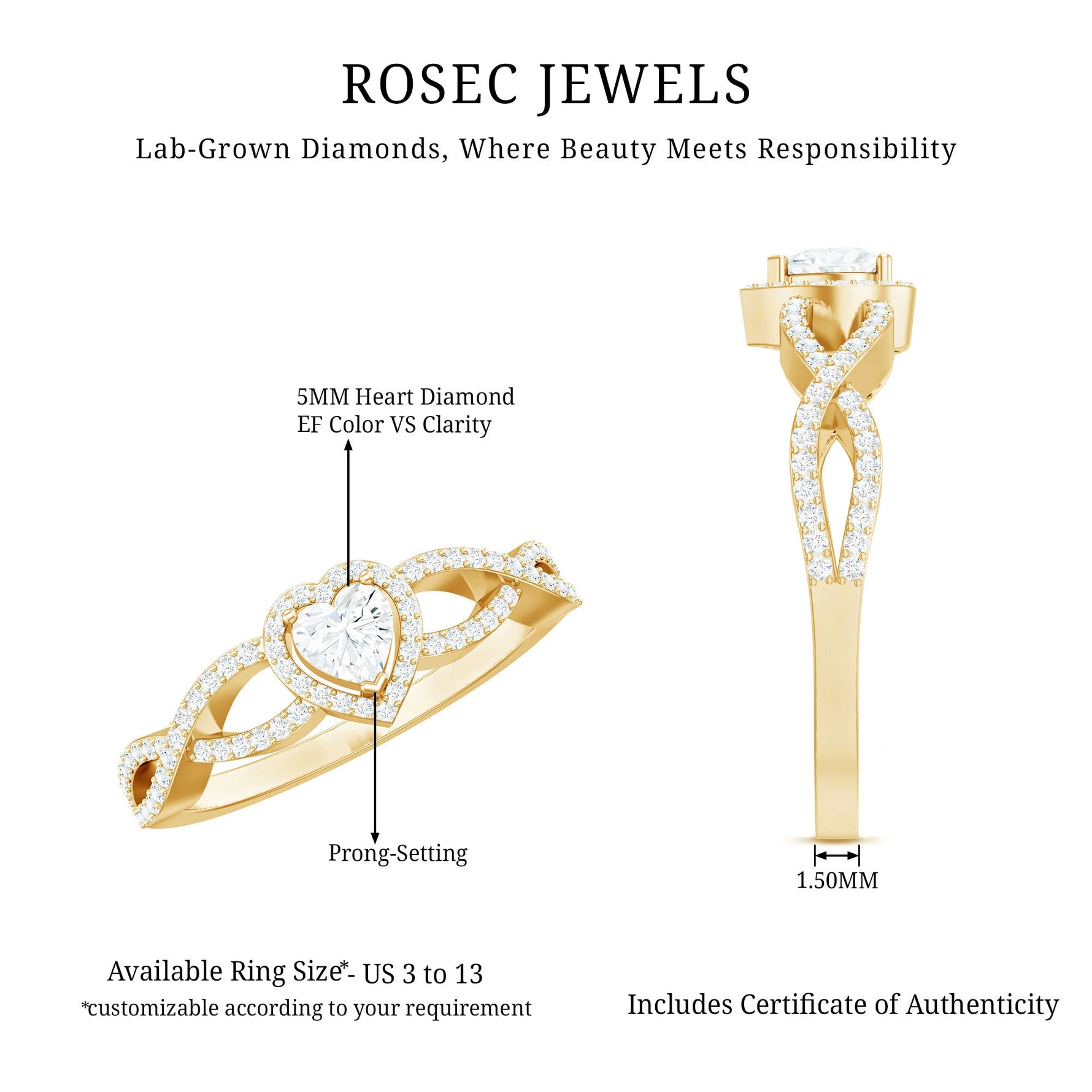 Heart Shape Lab Grown Diamond Criss Cross Engagement Ring