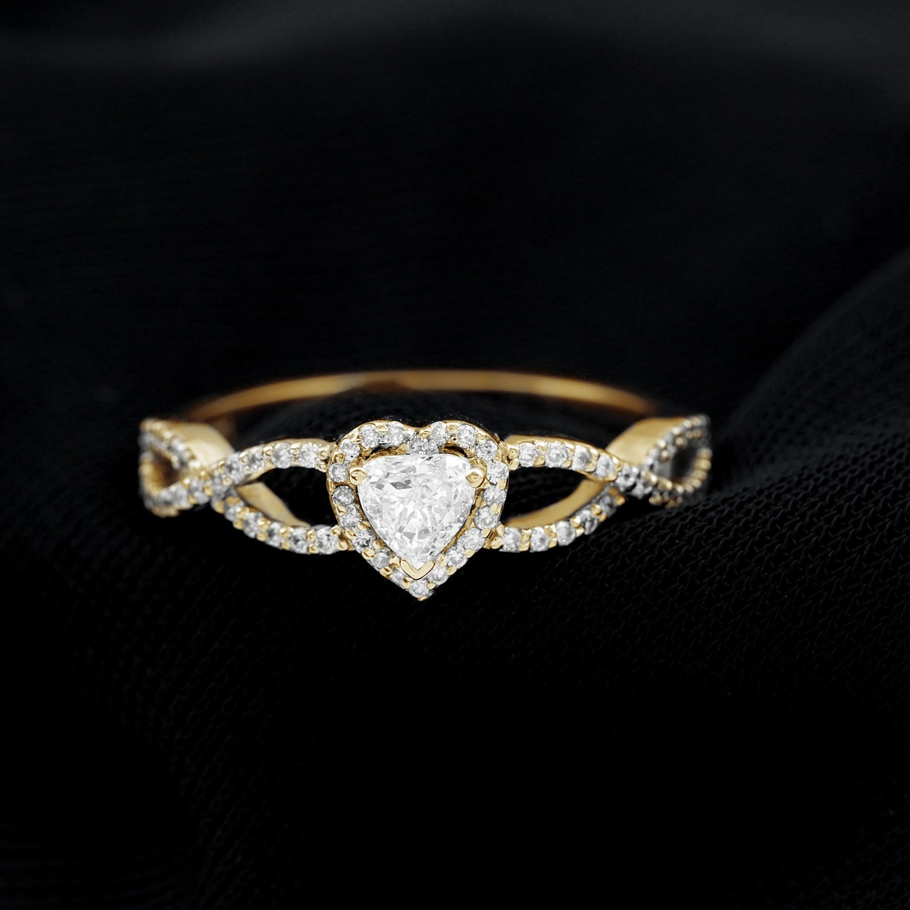Heart Shape Lab Grown Diamond Criss Cross Engagement Ring