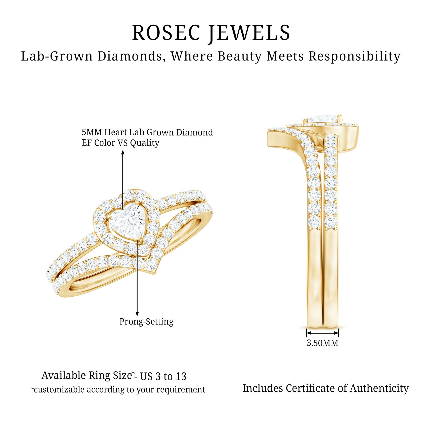 Heart Shape Lab Grown Diamond Bridal Ring Set