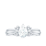 Pear Cut Lab Grown Diamond Solitaire Engagement Ring with Bow