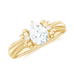Pear Cut Lab Grown Diamond Solitaire Engagement Ring with Bow