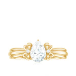 Pear Cut Lab Grown Diamond Solitaire Engagement Ring with Bow