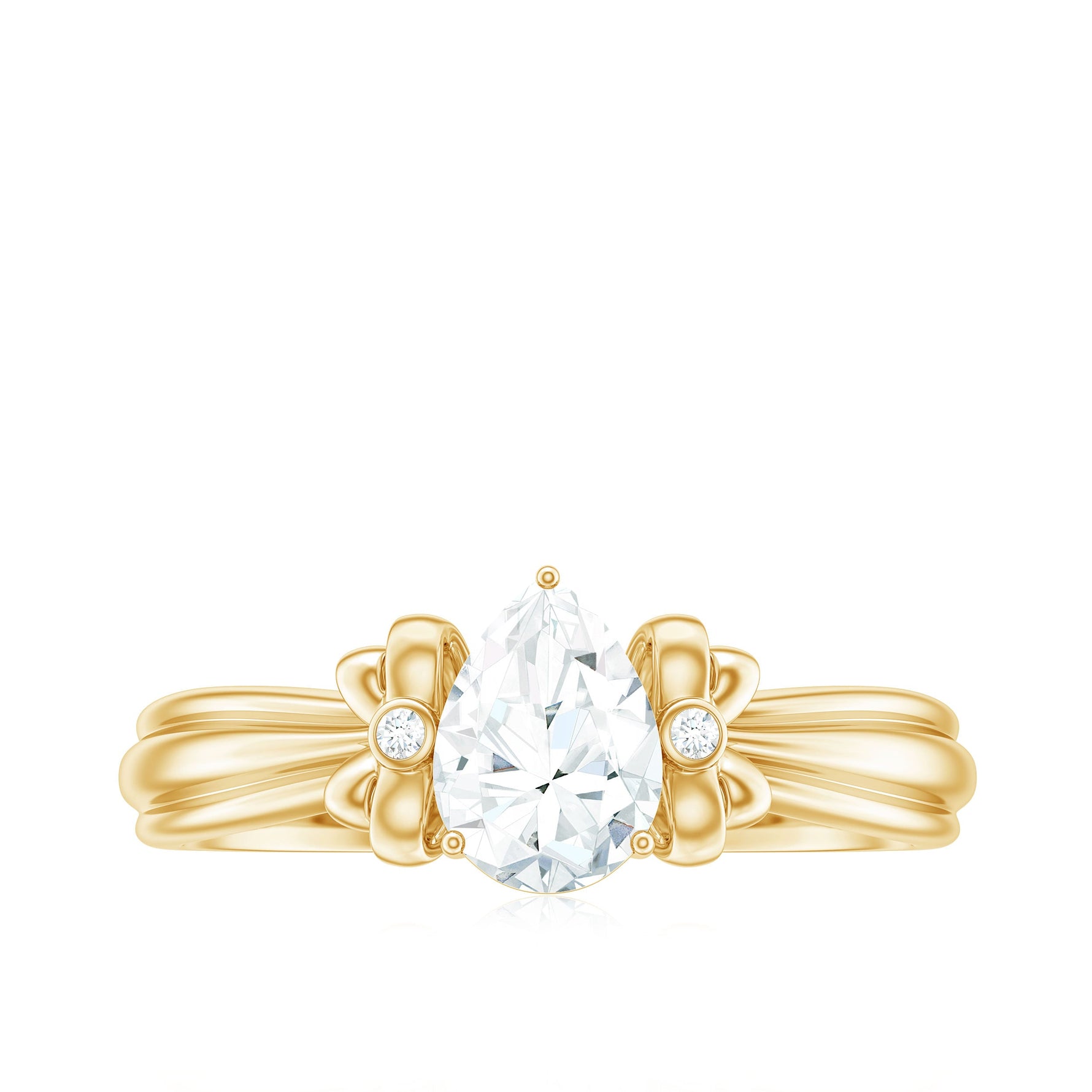Pear Cut Lab Grown Diamond Solitaire Engagement Ring with Bow