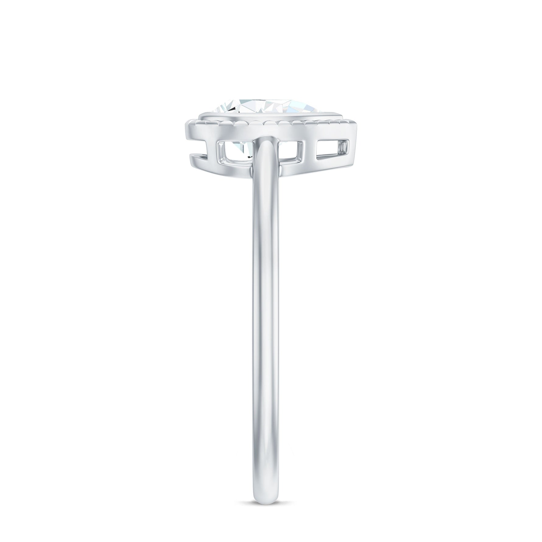 Pear Cut Lab Grown Diamond Solitaire Ring with Engraved Details