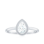 Pear Cut Lab Grown Diamond Solitaire Ring with Engraved Details