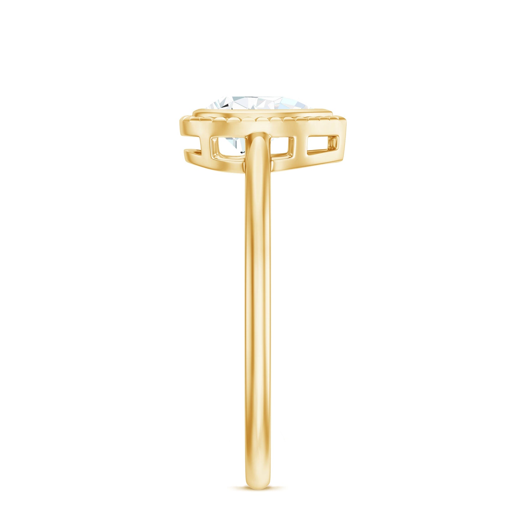 Pear Cut Lab Grown Diamond Solitaire Ring with Engraved Details