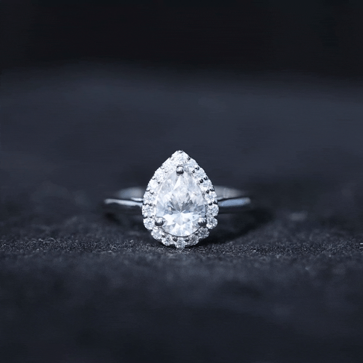 Classic Lab Grown Diamond Teardrop Engagement Ring with Halo