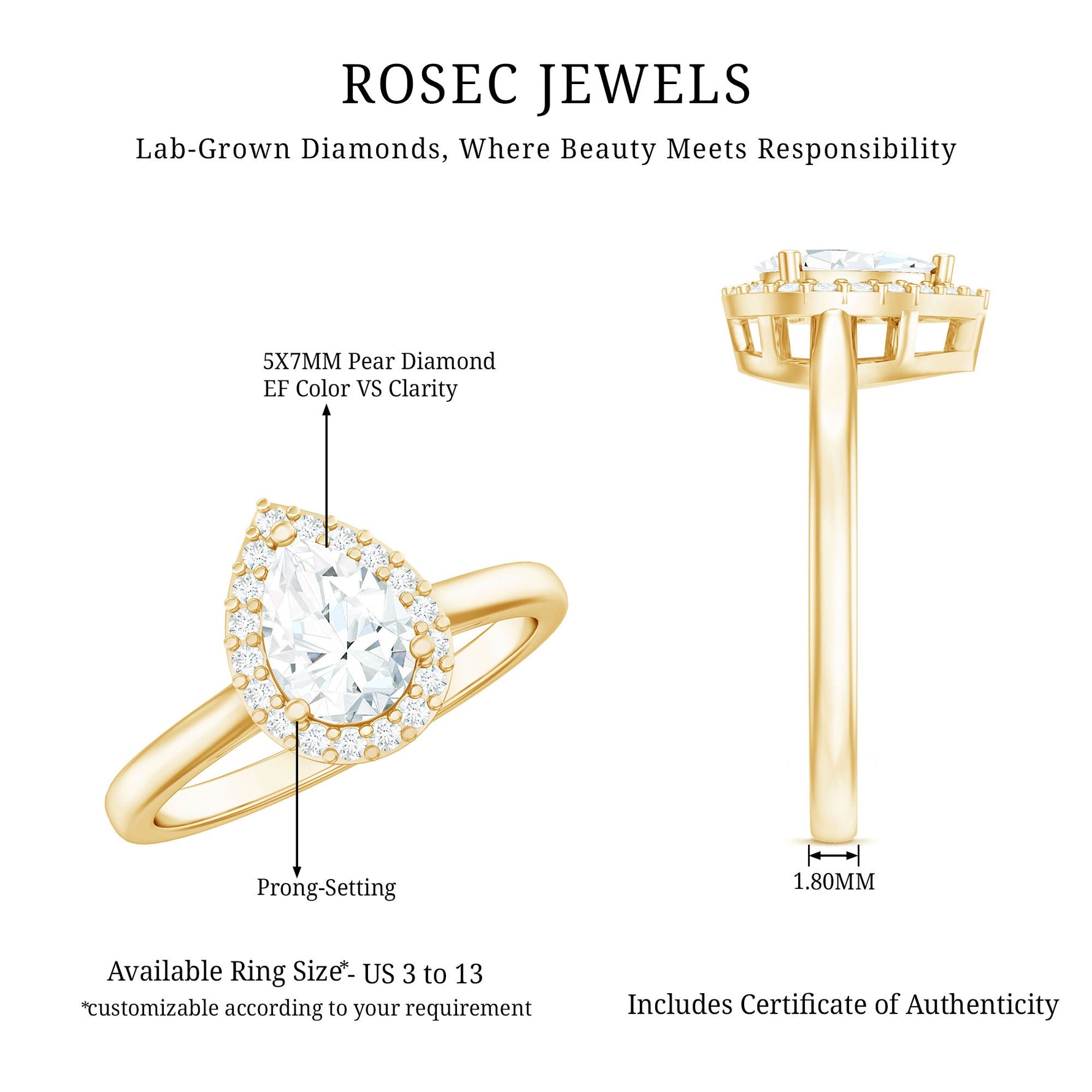 Classic Lab Grown Diamond Teardrop Engagement Ring with Halo