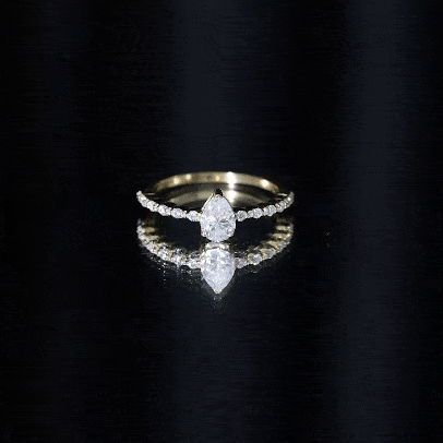 Pear Shape Lab Grown Diamond Solitaire Promise Ring with Side Stones