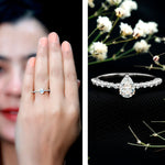 Pear Shape Lab Grown Diamond Solitaire Promise Ring with Side Stones