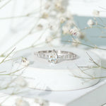 Pear Shape Lab Grown Diamond Solitaire Promise Ring with Side Stones