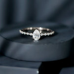 Pear Shape Lab Grown Diamond Solitaire Promise Ring with Side Stones