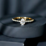 Pear Shape Lab Grown Diamond Solitaire Promise Ring with Side Stones