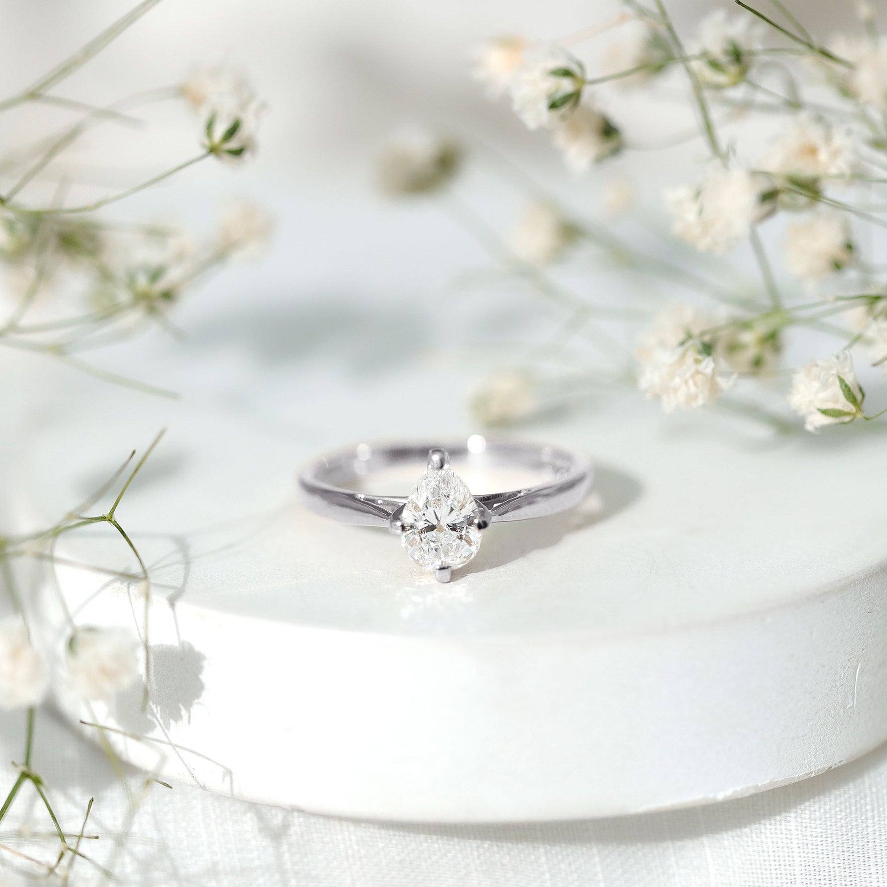 Solitaire Lab Grown Diamond Teardrop Engagement Ring