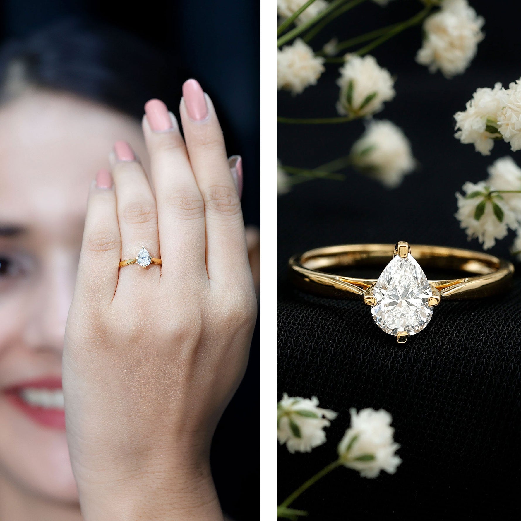 Solitaire Lab Grown Diamond Teardrop Engagement Ring