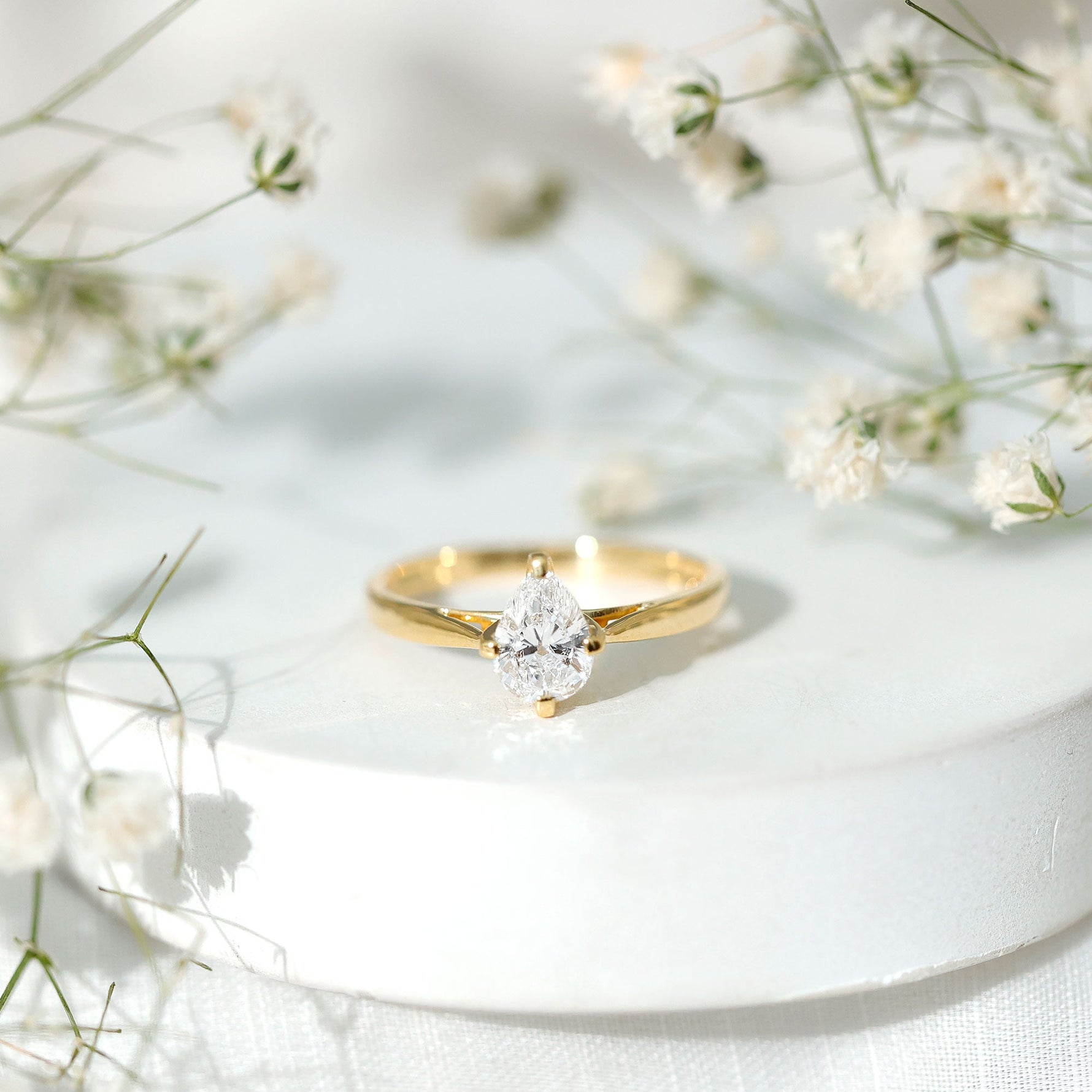 Solitaire Lab Grown Diamond Teardrop Engagement Ring