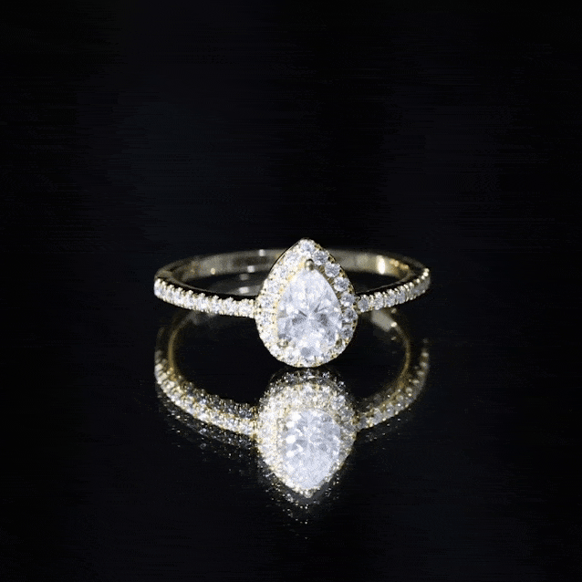 Classic Lab Grown Diamond Pear Engagement Ring with Halo